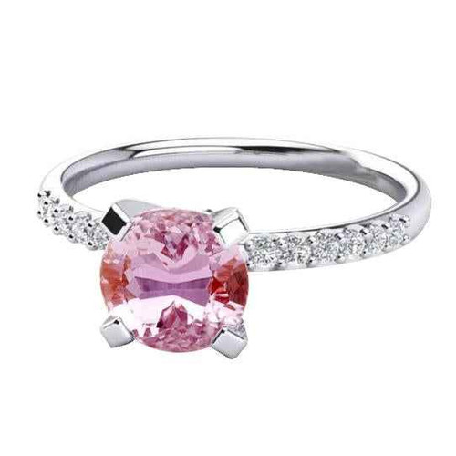 Isabella: Exquisite Kunzite & Diamond Ring .14.60ct Round Pink Kunzite