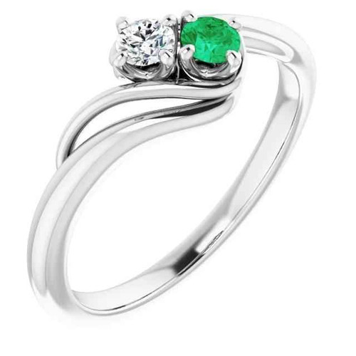 Florence: Exquisite Bypass Ring With Emerald & Diamonds .1.50ct Natural Green Emerald