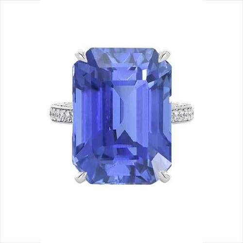 Victoria: Emerald .Cut Ceylon Sapphire Ring