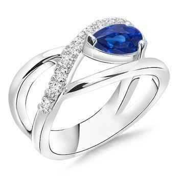 Diana : Bague exquise en saphir et diamant taille poire, 2,65 ct