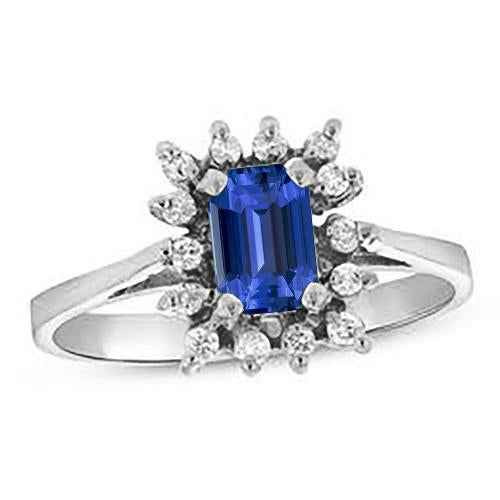 Isabella: Halo Blue Sapphire Ring .2.50ct Emerald
