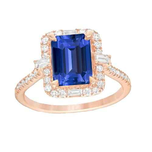Vienna: Halo Ring With Sapphire & Diamonds .3.00ct Emerald