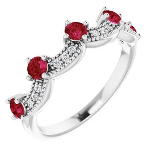Isabella: Exquisite Ruby & Diamond Wedding Band .1.74ct Burma Ruby