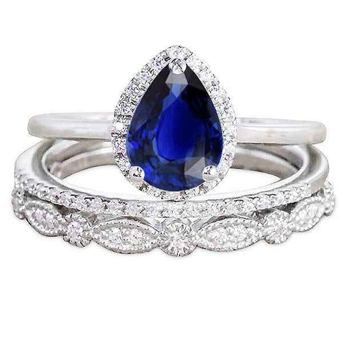 Florence: Vintage .Inspired Sapphire Halo Ring