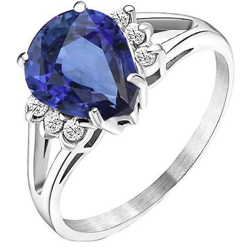 Vienna: Sapphire & Diamond Engagement Ring .3.50ct Pear