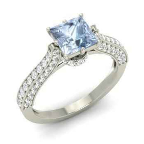 Vienna: Majestic Aquamarine & Diamond Ring .8.50ct Princess