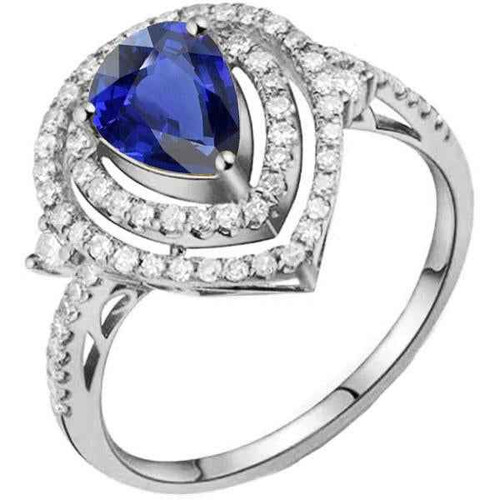 Isabella: Exquisite Sapphire & Diamond Ring .3.50ct Pear