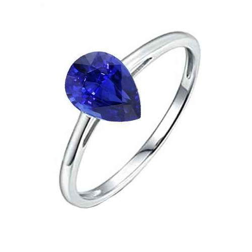 Diana: Eksøkt kabal Wedding Ring med Ceylon Sapphire .1.50ct Pear Cut