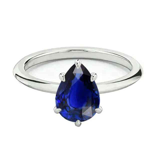 Vienna: Pear Cut Sapphire Solitaire Ring .2.50ct Natural Blue Sapphire