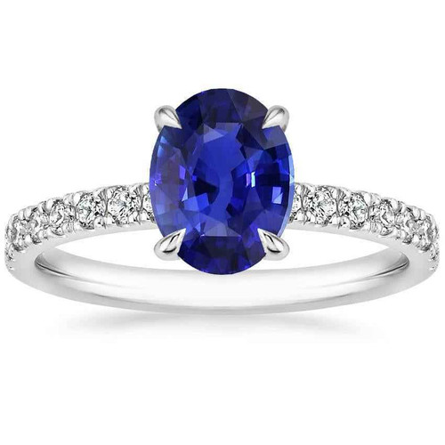 Vienna: Sapphire Solitaire Wedding Ring .4.50ct Oval Blue Sapphire