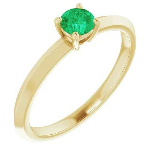 Isabella: anello di fidanzamento solitario .1.25 ct di smeraldo verde rotondo