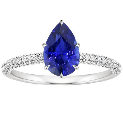 Isabella: Ceylon Sapphire Solitaire Ring .4.50ct Pear Cut Sapphire