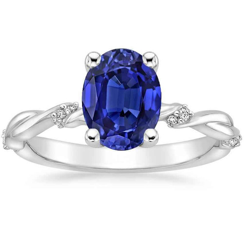 Vienna: Oval Solitaire Blue Sapphire Ring .3.50ct Natural Sapphire