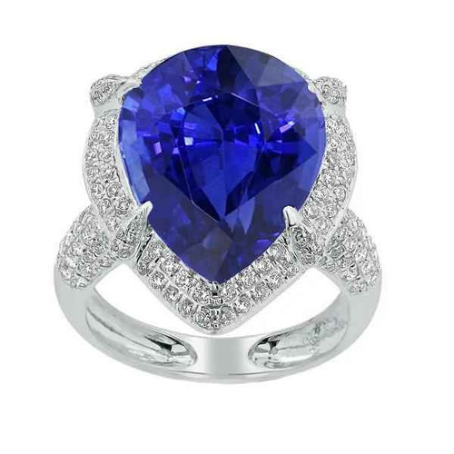 Diana: Exquisite Halo Ring With Ceylon Sapphire .5ct Pear