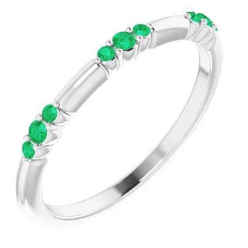 Isabella: Exquisite Women's Band With Colombian Emeralds .0.60ct Natural Green Emeralds