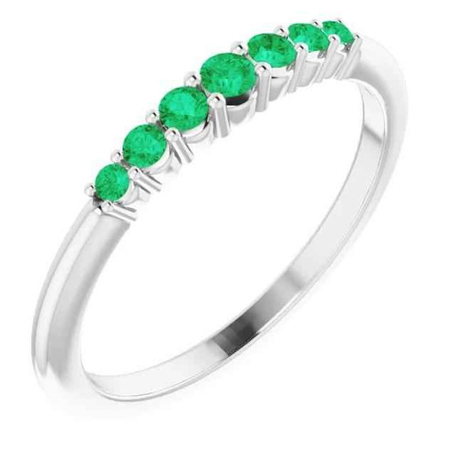 Isabella: Timeless Emerald Wedding Band .1.00ct Round Colombian Emeralds