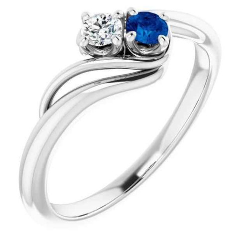Diana: Exquisite Two .Stone Ring With Ceylon Sapphire & Diamond