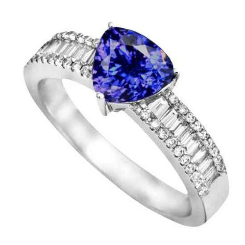 Vienna: Exquisite Tanzanite & Diamond Ring .4.01ct Trillion Tanzanite