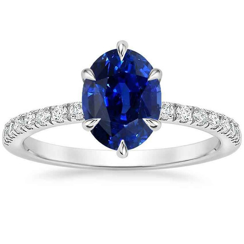 Isabella: Sapphire Solitaire Ring With Diamond Accents .3.50ct Oval Sapphire