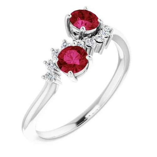 Vienna: Toi Et Moi Gemstone Ring .1.18ct Diamond & Ruby