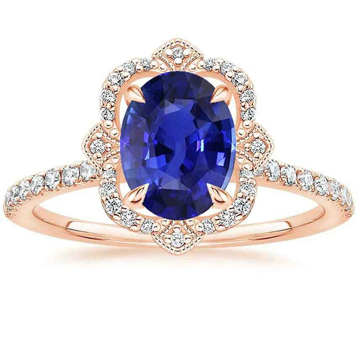 Florence: Exquisite Sapphire & Diamond Ring .2ct Oval Royal Blue Cornflower Sapphire