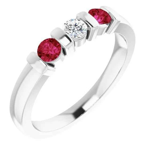 Isabella: Three .Stone Ruby & Diamond Ring