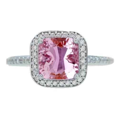Isabella: Kunzite & Diamond Halo Engagement Ring .11.80ct Cushion Cut Kunzite