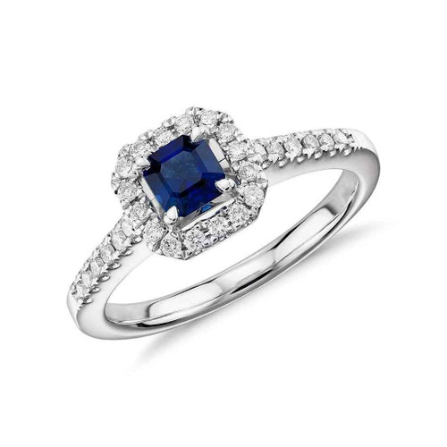 Diana: Regal Sapphire And Diamond Ring .1.55ct Asscher Cut Blue Sapphire