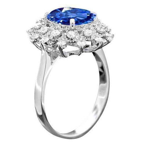 Vienna: Exquisite Sapphire & Diamond Ring .3.75ct Sri Lanka Blue Sapphire