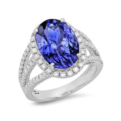 Isabella: Exquisite Tanzanite & Diamond Statement Ring .5.80ct Oval Tanzanite