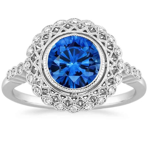 Diana: Exquisite Sapphire & Diamond Ring .3.80ct Ceylon Blue Sapphire