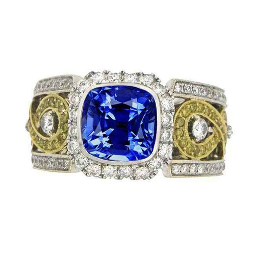 Madrid: exquisito zafiro y anillo de diamantes .3.26ct sri lanka zafiro azul