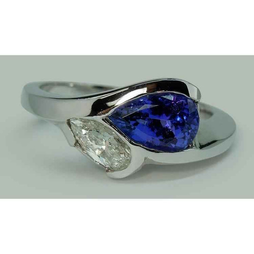 Vienna: Infinity Design Tanzanite & Diamond Ring .2.25ct Pear