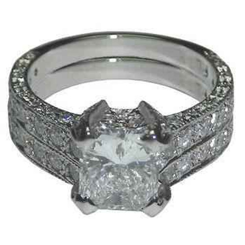 Isabella: Exquisite Diamond Engagement Ring & Band Set .3.50ct Radiant Cut Diamond