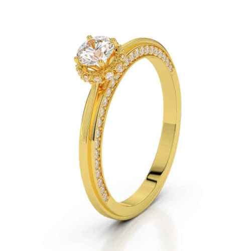 Diana: Hidden Halo Diamond Wedding Ring .Round Cut Center Stone