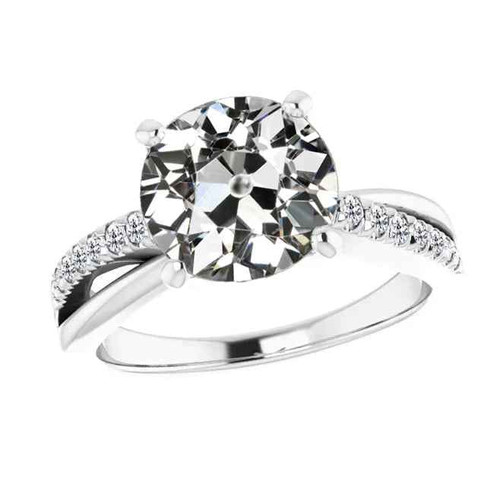 Isabella: Exquisite Anniversary Ring With Twisted Shank .4ct Old Miner Cut Diamond