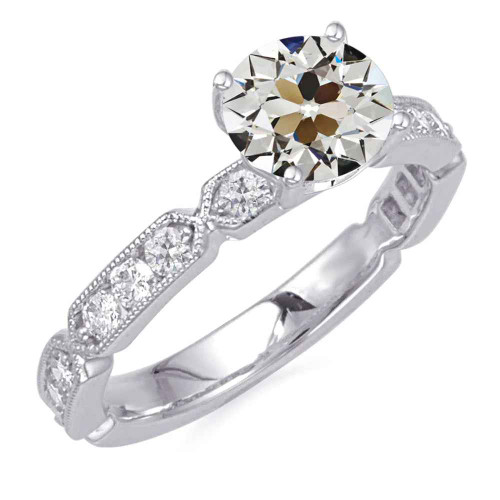 Victoria: Exquisite Old Mine Cut Diamond Anniversary Ring .4.50ct Round Old Cut Diamond