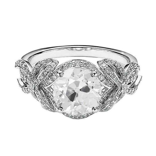 Florence: Exquisite Ribbon Style Diamond Ring .2.75ct Old Mine Cut Diamond