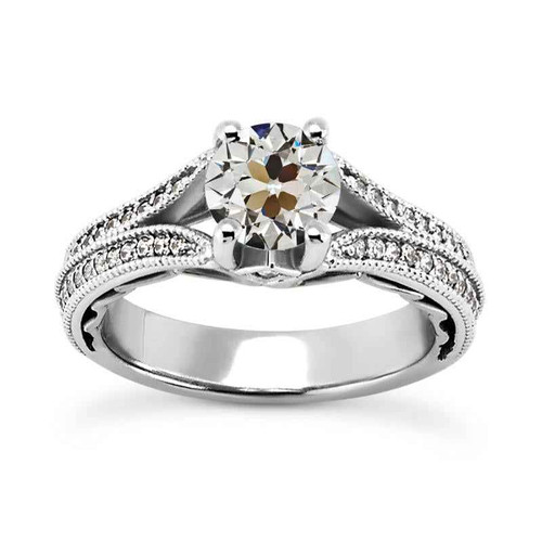 Vienna: Old Mine Cut Diamond Anniversary Ring .4.50ct Round Old Miner Diamond