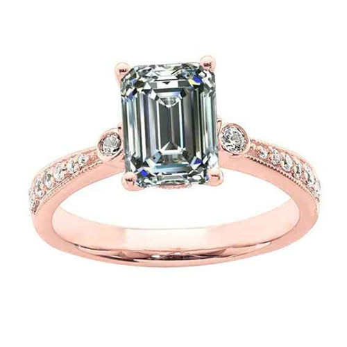Florence: Exquisite Emerald .Cut Diamond Ring
