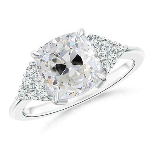 Augustus: Majestic Anniversary Ring With Old European Diamond .5.00ct Cushion Cut Diamond