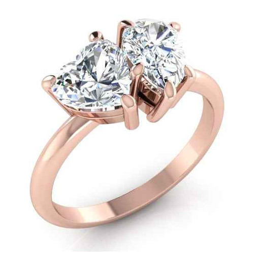 Vienna: Toi Et Moi Diamond Ring .2ct Heart & Pear Cut Diamonds