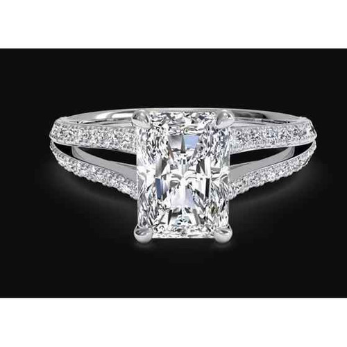 Isabella: Radiant & Round Cut Diamond Engagement Ring .3.40ct Total