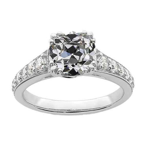 Paris: Exquisite Engagement Ring With Old Mine Cut Diamond .4.50ct Round Cushion Diamond