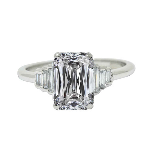 Vienna: Emerald & Diamond Wedding Ring .5.50ct Natural Emerald & Baguette Diamonds