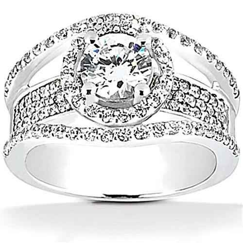 Paris: Exquisite Diamond Halo Engagement Ring .2.85ct Round Brilliant Diamond