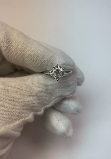 old mine cut diamond ring, 2 carat diamond solitaire, VS1 clarity diamond ring, F color diamond jewelry, natural earth-mined diamond, antique cut diamond ring, 14K white gold solitaire, luxury diamond engagement ring, heirloom quality diamond, collector’s diamond jewelry, investment grade diamond, bespoke fine jewelry, classic solitaire diamond ring, prestigious diamond ring, certified diamond jewelry