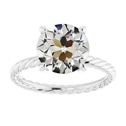 Victoria: Solitaire Ring With Old Miner Diamond .4.00ct Round Diamond