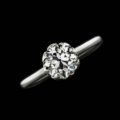 Vienna: Antique Diamond Solitaire Ring .2.00ct Old Mine Cut Diamond