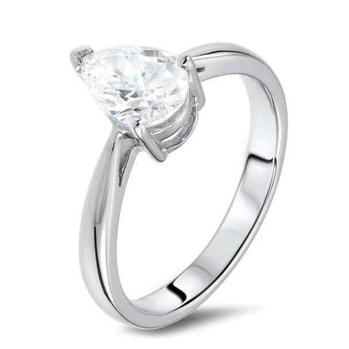 Florence: Exquisite Pear Cut Diamond Solitaire Ring .1.90ct F Color VS1 Clarity